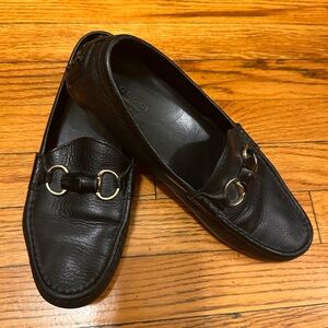 Gucci TOM FORD ERA BAMBOO HORSEBIT Black Leather Slip-On DRIVER LOAFER Shoes 8.5